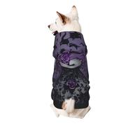Purple Black Goth Spooky Printed Dog Hoodie Soft Dog Sweatshirt Cute Cat Dog Clothes for Small Dogs Kitten Puppy, S