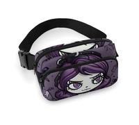 Purple Black Goth Spooky Printed Fanny Pack Fanny Packs for Women Men,Crossbody Bag Large Chest Bag with Adjustable Strap for Outdoors Workout Traveling Casual Running, Purple Black Goth Spooky,