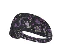 Purple Black Goth Spooky Printing One-Pack Comfortable Elastic Exercise Headband Athletic Band 4.3 * 13.4in Soft And Breathable â€‹