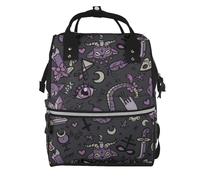 Purple Black Goth Spooky Prints Changing Bag Backpack Baby Diaper Bags for Mom Dad, Waterproof Nappy Rucksack Multifunctional Travel Bag