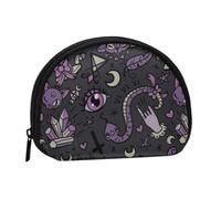 Purple Black Goth Spooky Prints Coin Purse for Women Cute Small Change Wallet Mini Coin Purses Pouch with Zipper