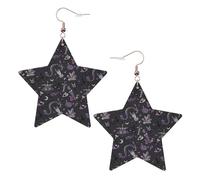 Purple Black Goth Spooky Statement Earrings for Women, Star Drop Earrings, Elegant Dangle Jewelry for Formal Gatherings
