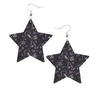 Purple Black Goth Spooky Statement Earrings for Women, Star Drop Earrings, Elegant Dangle Jewelry for Formal Gatherings