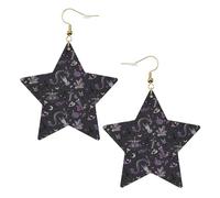 Purple Black Goth Spooky Statement Earrings for Women, Star Drop Earrings, Elegant Dangle Jewelry for Formal Gatherings