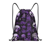 Purple Black Goth Spooky Title: Lightweight Drawstring Duffel Bag â€“ Water-Resistant Foldable Gym Sack with Adjustable Shoulder Strap, Ideal for Sports, Yoga, Travel and School