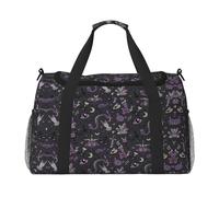 Purple Black Goth Spooky Travel Duffel Bag Large Foldable Waterproof Overnight Bag Beach Swim Bags Pool Sports Gym