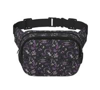 Purple Black Goth Spooky Unisex Fashion Waist Packs, Stylish Fanny Packs for Workouts, Running, Traveling, and Hiking