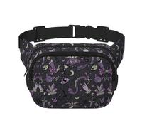 Purple Black Goth Spooky Zipper Fanny Pack, Crossbody Bags with Adjustable Strap for Jogging, Cycling
