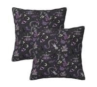 Purple Black Gothic Spooky Pillow Case Square Cushion Cover for Couch Sofa Bed Living Room Pillow Inserts Not Included, 2 Pcs