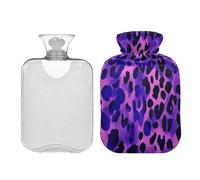 Purple Black Leopard hot Bottle Water Bag with Soft Cover 2L hot compresses for The Body for Sore Muscle Neck Shoulder Warmer Bolsa para cólicos menstruales