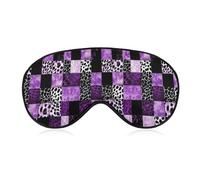 Purple Black Patchwork Quilt with Leopard Pattern Sleep Mask Eye Masks Soft Blackout Eye Shade Cover Blindfold Eyeshade for Deep Rest Travel Nap