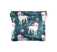 Purple Black Plaid Change Purse for Women Small Change Pouch Mini Portable Cosmetic Bags, yellow labrador retrievers in christmas hats, Pattern