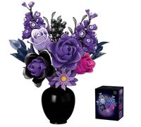 Purple & Black Roses Bouquet Building Set,822PCS Artificial Flowers for Gothic Home Decor and Display,Compatible with Lego for Adults Women - Gift and Botanical Collection