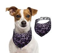 Purple Black Silver Glitter,Dog Bandanas Cotton Pet Scarf Adjustable Bibs for Pet,M