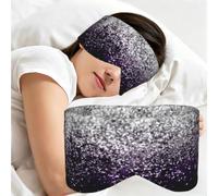 Purple Black Silver Glitter, Sleep Mask for Home Travel, Full Eye Covers Light Blocking Eye Mask Sleep Eye and Ear Muffs