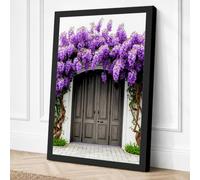 Purple Blooms at the Door Canvas Wall Art Print 36x24 Inch (91 x 61 cm)