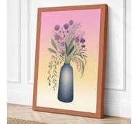 Purple Blooms in Blue Canvas Wall Art Print 30x20 Inch
