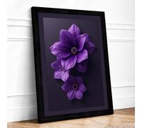 Purple Blooms in Silence Botanical Framed Wall Art Print A4 (29.7×21cm) Black, Wall Decor for Living Room, Bedroom, Office & Home, Ready to Hang, Art Gift