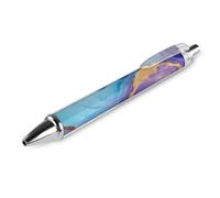 Purple Blue And Gold Marble Abstract Retractable Ballpoint Pen Black Ink Writing Pens for Work Office 1 PCS