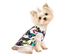 Purple blue and yellow butterflies Pet Breathable Sleeveless T-shirt M for Small Dogs and Cats Soft, Lightweight, Stylish