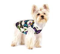 Purple blue and yellow butterflies Small Dog Cotton Vest M - Breathable, Soft, and Comfortable Pet Clothing for Cats and Dogs