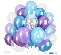 Purple Blue Balloons Decorations, 12 Inch Purple and Blue Party Balloons, Metallic Balloon and Snow Printed Balloon for Girls Snow Birthday Baby Shower Party Supplies