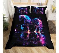 (Purple Blue Black, Super King(No Comforter)) Homewish Peacock Comforter Cover Double Teal Blue Peacock Feather Bedding Set Chic Exotic Floral Animal Duvet Cover Oil Painting Artwork Style Quilt C