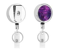 Purple Blue Brick Wall Metal Badge Clip,Id Badge Holders Retractable Pull Rope,Clips Retractable ID Card Holder for Office
