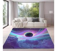 Purple Blue Cartoon Area Rug 80 x 150 cm - Non Slip Washable Fantasy Space Black Hole Rugs for Bedroom, Printed Carpet Design Indoor Carpet for Kids, Soft & Resistant Floor Decor