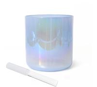 Purple Blue Clear Crystal Singing Bowl, Cosmic Light Alchemy Bowl Sound Bowl, With Quartz Striker & O-ring For Yoga Meditation Sound (432HZ 7 Inch A Note)