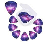 Purple&Blue Galaxy Print Guitar Pick 12 Pack With Guitar Pick Case Guitar Plectrums Pick 0.46mm 0.96mm 0.71mm Guitar Accessories For Bass Electric Acoustic Guitars Ukulele