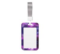 Purple&Blue Galaxy Print Id Card Holder,Badge Holder with Lanyard,Work Pass Protector for Office Staff School Nurse