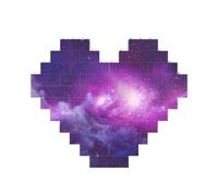 Purple&Blue Galaxy Printed Jigsaw Puzzle 10.8x12.8 CM, Heart-Shaped Puzzle Challenging Game for Adults, Fun Decorative Wall Decor