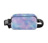 Purple Blue Galaxy Starry Waves Fashion Fanny Waist Pack for Women Men Mini Zipper Fanny Pack Sling Bag with Adjustable Strap for Travel Gym Work