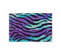 Purple Blue Green Camouflage Zebra Stripe Print Heat Resistant Placemats Set of 6 | 45x30cm Polyester Table Mats for Dining Room Kitchen Decor
