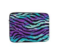 Purple Blue Green Camouflage Zebra Stripe Print Laptop Sleeve, Compact Portable Protection for 12 inch Devices, Pad Tablet, Work, Travel & Office Use