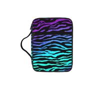 Purple Blue Green Camouflage Zebra Stripes Print Bible Cover Lightweight Tablet Sleeve Durable Makeup Bag Pencil Case for Church School Travel
