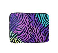 Purple Blue Green Camouflage Zebra Stripes Print Laptop Sleeve, Compact Portable Protection for 12 inch Devices, Pad Tablet, Work, Travel & Office Use