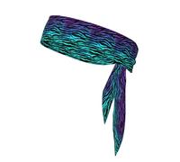 Purple Blue Green Camouflage Zebra Stripes Print Ninja Headbands,Adjustable Head Tie For Men, Sports Sweatband For Yoga Running Basketball