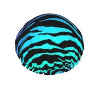 Purple Blue Green Camouflage Zebra Stripes Print Shower Cap For Women Lightweight Reusable Softdouble Waterproof Layers Leakproof.