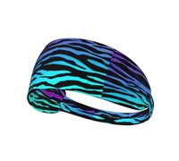 Purple Blue Green Camouflage Zebra Stripes Printed Athletic Head Wrap, Non Slip Hair Band, Keeps Sweat Out of Eyes for Yoga Gym Workout