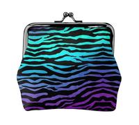 Purple Blue Green Camouflage Zebra Stripes Printing Lightweight Minimalist Wallet, Compact Coin Pouch for Gym Visits and Errands