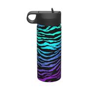 Purple Blue Green Camouflage Zebra Stripes Printing The Print 18 Oz Stainless Steel Sports Insulated Kettle with Lid for Adult Men Women
