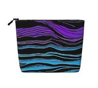 Purple Blue Green Camouflage Zebra Stripes Single Layer Linen Like Makeup Bag, Lightweight and Cute, Easy to Use
