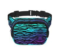 Purple Blue Green Camouflage Zebra Stripes Square Double-Layer Waist Bag Mini Adjustable Waist Belt Bag Exercise Running Travel Hiking, Black, One Size
