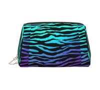 Purple Blue Green Camouflage Zebra Stripes Travel Makeup Bag, Organizer Bag with Divider,Portable Zipper Toiletries Storage Case