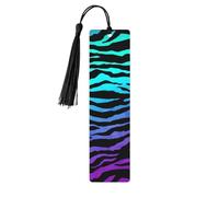 Purple Blue Green Camouflage Zebra Stripes Wooden Bookmark Craft Hanging Tags Ornaments Rectangular Bookmarks with Holes and Ropes