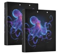 Purple Blue Octopus 3 Ring Binders 1.5 Inch Clear View Three Ring Binders Versatile Binder Fits 200 Sheets 2 Pack