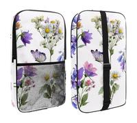 Purple Bluebell Flowers Sage and Chamomile with Butterflies Pickleball Bag, Pickle Ball Paddle Bag with Adjustable Shoulder Strap for Women and Men