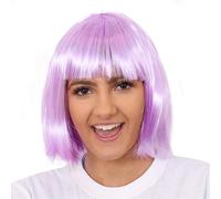 Purple Bob Wig I Love Fancy Dress Purple 24 Pack